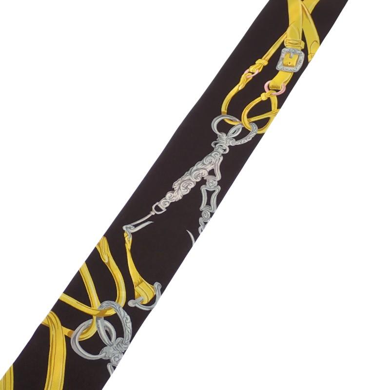 HERMES  063940S 12  Scarf Black/yellow Silk Women