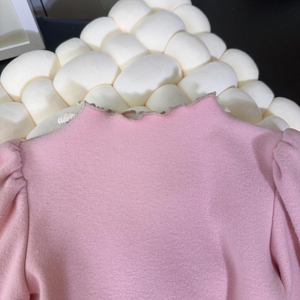 Girls' Princess Lace Ruffle Sweatshirt - Winter Long Sleeve Base Shirt