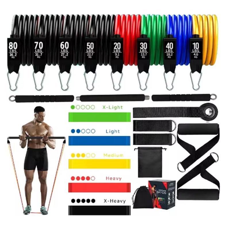 360 Lb Bodybuilding Stretch Bands Removable Fitness Bar Pilates Bar Kit with Resistance Bands Kit Home Gym Workout Equipment