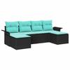 Set Divano da Giardino con Cuscini 6 pz Polyrattan Nero