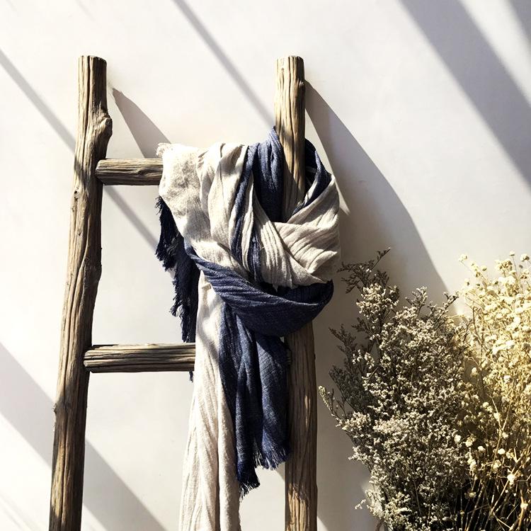 Autumn/Winter Cotton-Linen Color Block Scarf: Korean-Style Shawl for Women & Men