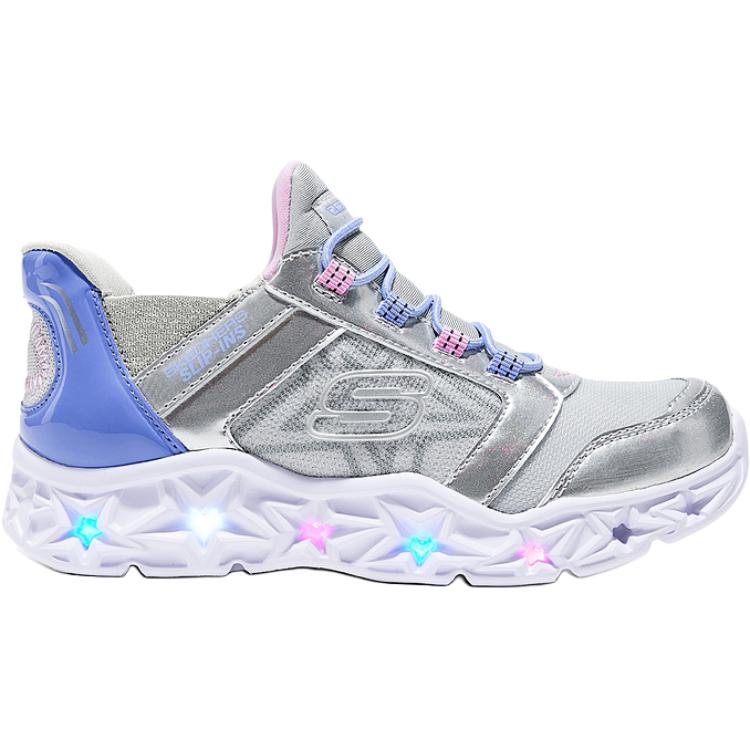 Skechers Girls Mesh Comfortable Versatile Slip-Resistant Durable Low-Top Casual Shoes Kids sneaker Silver Multicolor 303701L-SMLT