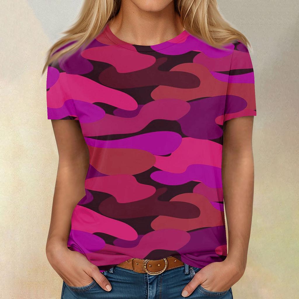 Košile s krátkým rukávem pro ženy Roztomilé topy Trička s potiskem Halenky Běžné Velikosti Basic topy Pulovr