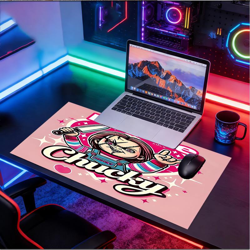 Custom Name Personalized Bride of Chucky Pattern Mousepad, Laptop PC Desk Mat, Decorative Desk Mat for Home Keyboard Pad Gift