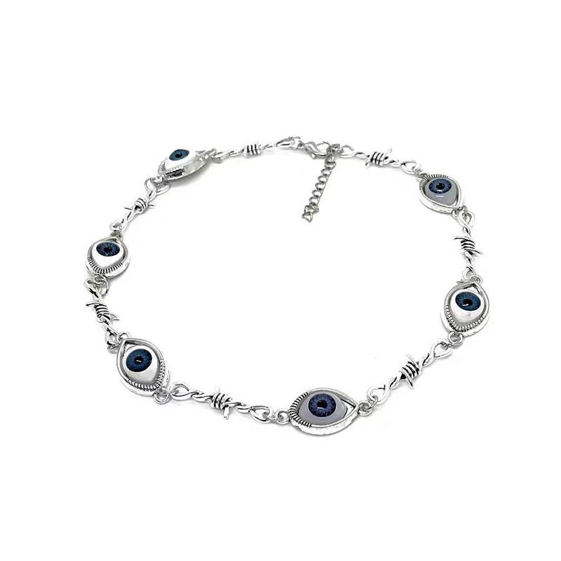 

Хэллоуин Синее ожерелье с глазным яблоком человека Ожерелье с шипами в виде инопланетного глаза