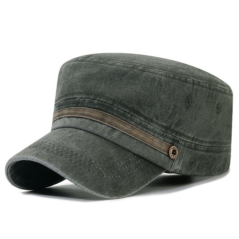 

Washed Hat Flat Top Hat All-cotton Breathable Button Hat Baseball Hat Sun Hat Adjustable 55-60cm