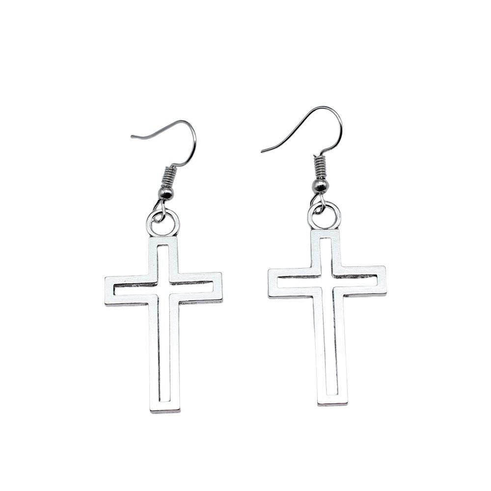Cross Dangle Earrings Minimalist Gothic Christian Symbol Drop Earrings Girl Jewelry