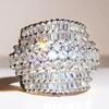 Luxury CopperColor Inlaid White CZ Women's Ring Geometry Daily Wear Party Jewelry