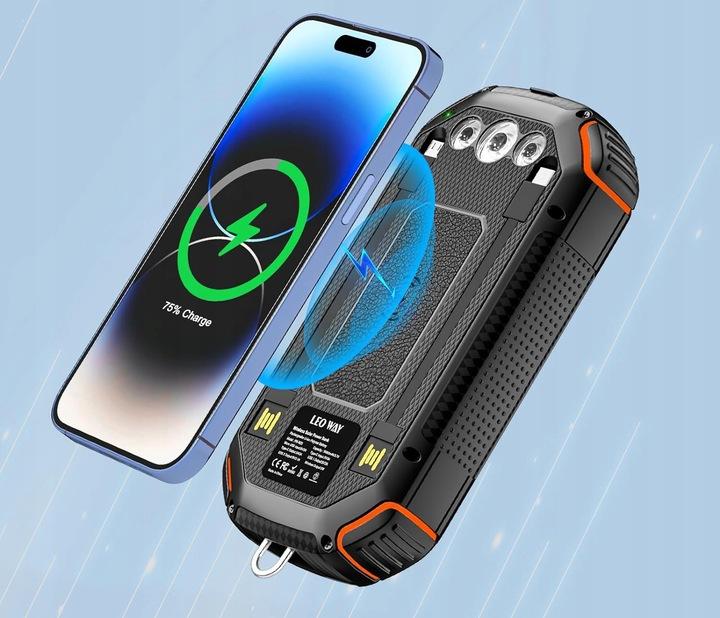 Powerbank Încărcător Solar 20000mAh 5xUSB Lanternă Carabină Qi Acelufly
