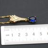 Blue Crystal Luxury Jewelry Bridal Set for Women Long Water Drop Pendant Necklace Earrings Ring for Weddings Parties Zircon