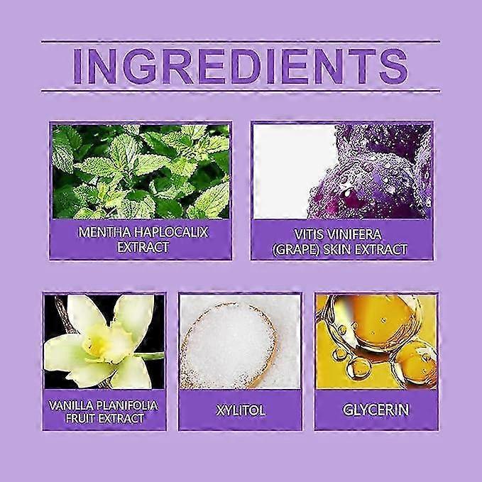 Purple Toothpaste for Teeth Whitening, Purple Color Corrector, Effectively Remove Yellowstains and Stains on The Tooth Surface, Vanilla Mint Purple To