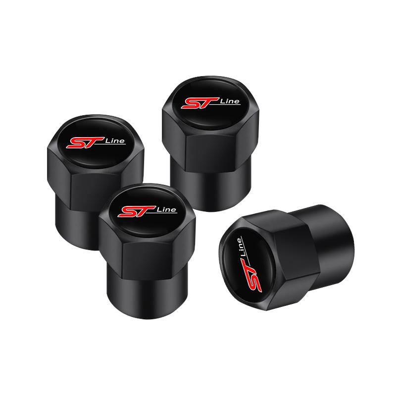 4Pcs Metal Bolt-in Wheel Tire Valve Caps Car Emblem Dust Acces For Ford ST Line Focus Mustang Fiesta Puma Ranger Kuga MK7 MAX knsh65