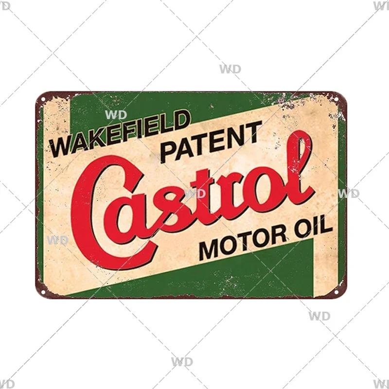Castrol Motoröl Blechschild - Perfekt für Vintage Garagendekor - Tankstellenstil Wandplatte