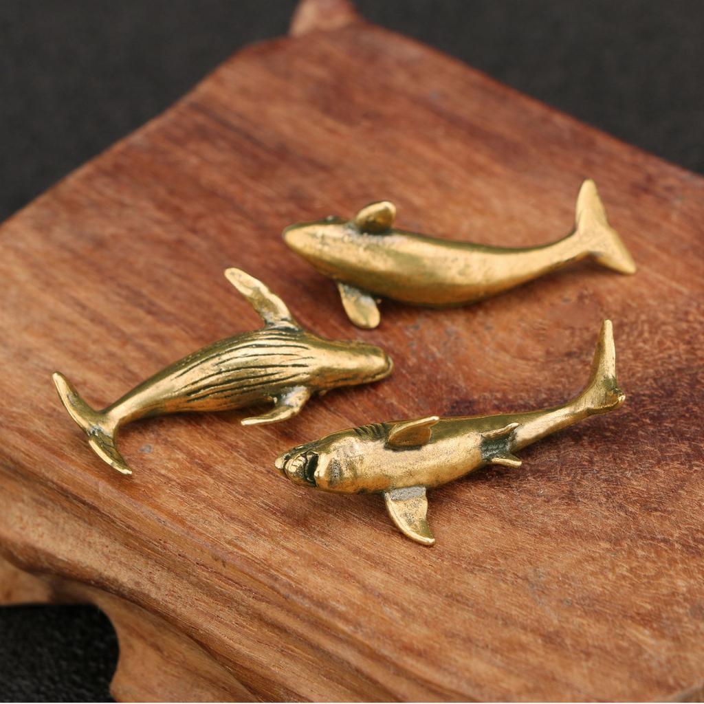 Dolphins Sharks Whales Marine Organisms Brass Small Ornament Crafts Retro Copper Figurine Collection Souvenir Gifts