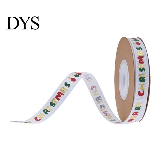 Seasonal Foil Ribbon for Party Decor Christmas Gold Ribbon, Merry Decorative Fabric Glittering Text Holiday Gift Packing, Xmas Decorations Stamping