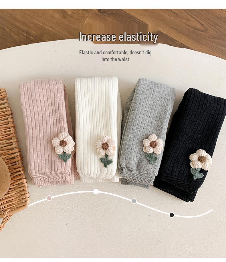 Mädchen Leggings mit Blumenmuster, warm gefüttert mit Samt: Kuschelige Herbst-/Winterstrumpfhosen für Babys und Kleinkinder