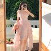 French Coffee Break Sweet Floral Suspender Dress Female Summer New Irregular Trailing Fairy Dress
