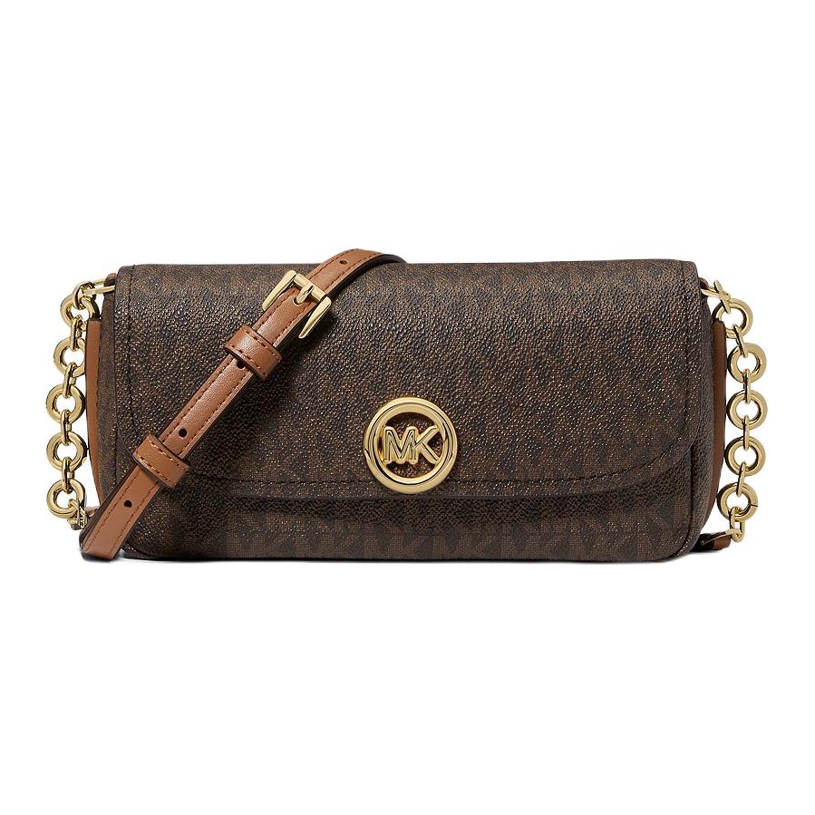 

Michael Kors MK Nolita Gold Chain Logo Print Coated Canvas Faux Leather Shoulder Crossbody Bag Small Women bags Brown 32S6GY5C5B-VANILA Basic Set (Bag+Dust Bag)