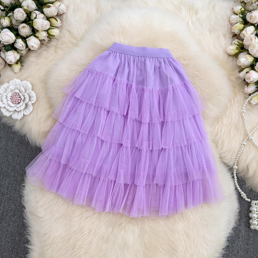 Mesh Multilayer Puff Cake Short Skirt Summer Short High Waist Sexy A-Line Skirt