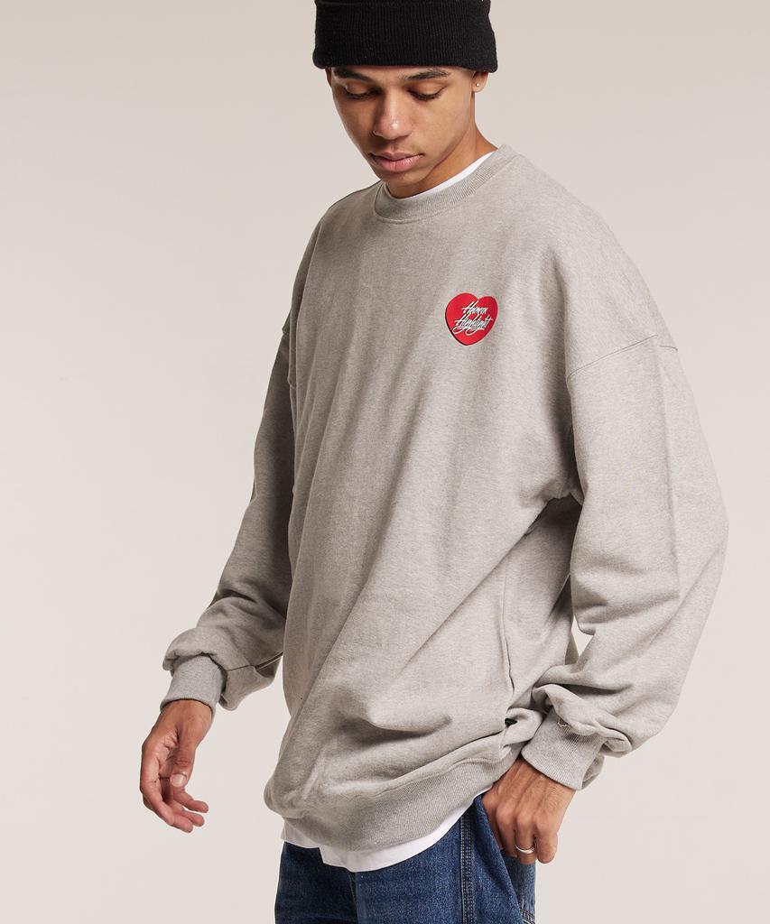 CREAM SODA LAB Human Highlight Sweatshirt Small Heart Gray Red