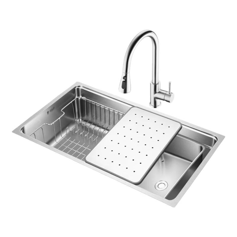 OULIN 304 Stainless Steel Single Bowl Kitchen Sink with Faucet