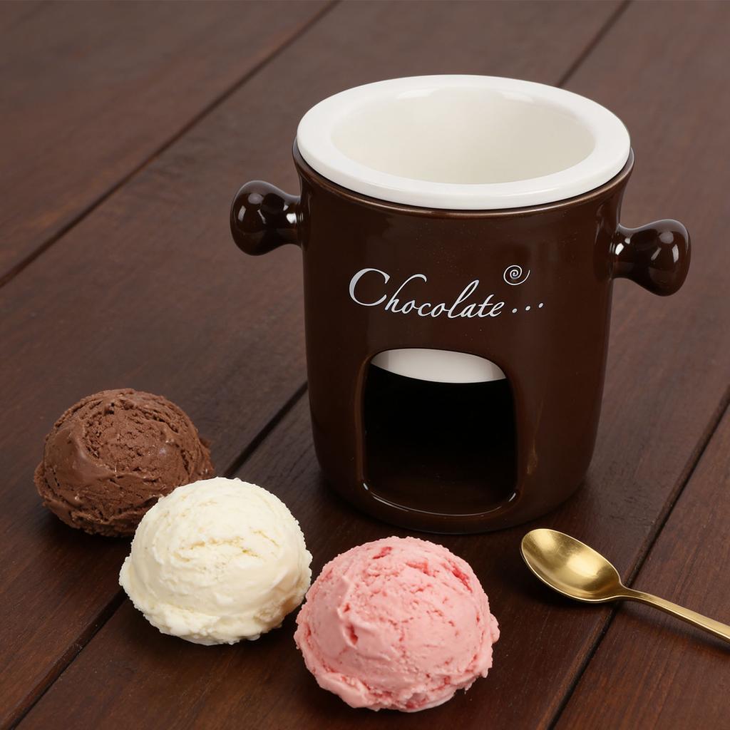 Chocolate Melting Cup Multifunctional Stylish Ceramic Fondue Mug with Fork for Ice Cream Cheese