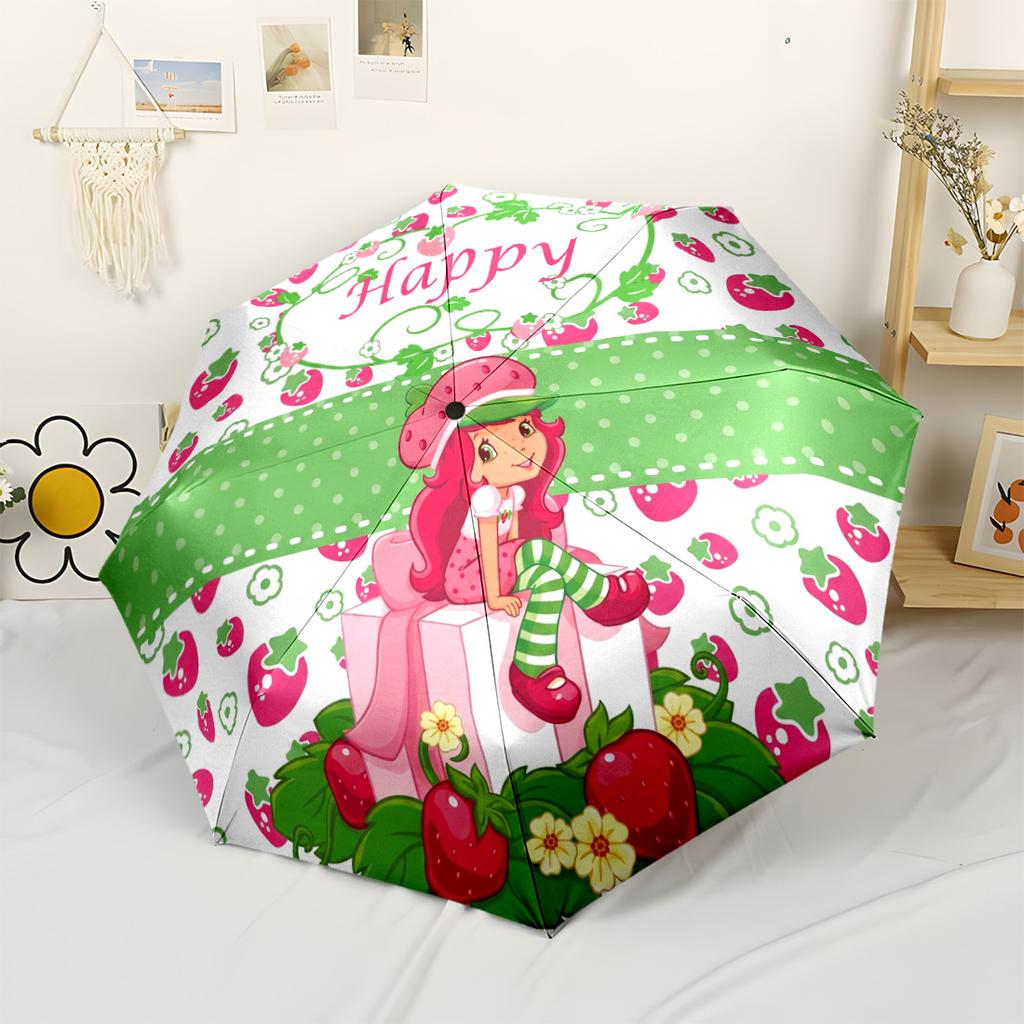 Strawberry Shortcake Party Outdoor Automatic Umbrella with 8-Rib Sturdy Construction for Outdoor Daily Use Fashionable Stylish Gift for Women