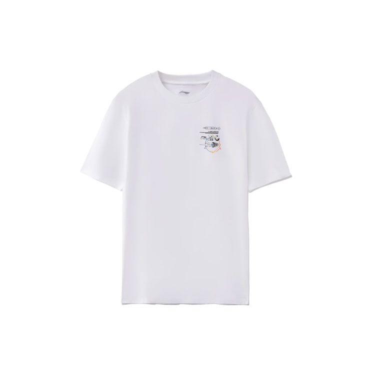 Li Ning Sports Lifestyle Series Casual Printed Short Sleeve T-Shirt Men Tops White AHSRC01-3