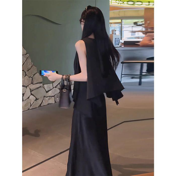 High-Waisted Elegant Acetate Skirt Suit - 2026 Summer Loose Sleeveless Two-Piece Set