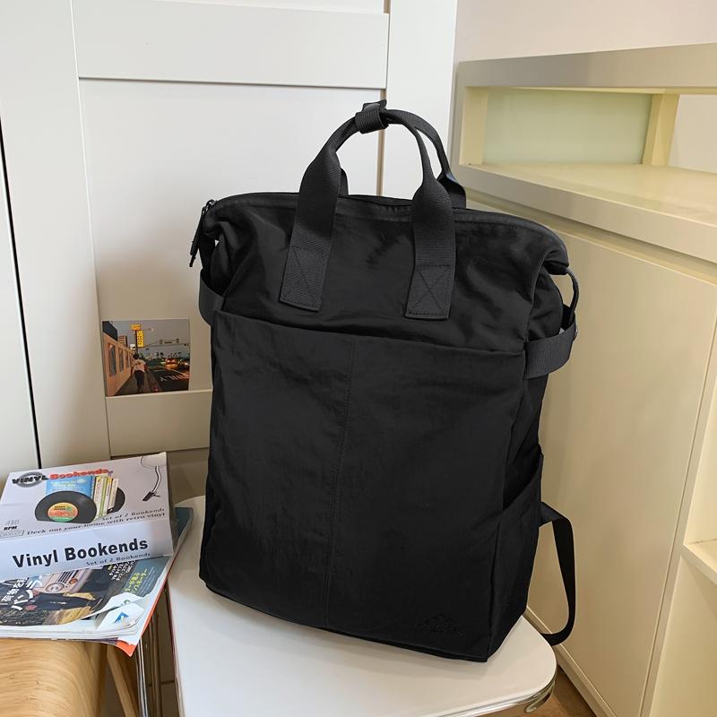 Solid Color Backpack Men's Large Capacity Backpack Women's Computer Bag Student Schoolbag