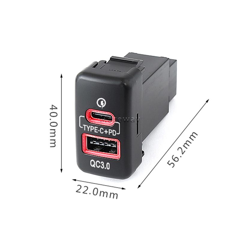 

Red LED USB Type-C PD Charger Fast Charging for Toyota Corolla 2004 Prado LC120 Landcruiser 100 Tundra Senna Reiz Accessories