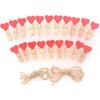 LWR CRAFTS Red Heart Wooden Mini Clothesp 20 Pieces and Jute Cord 8ft