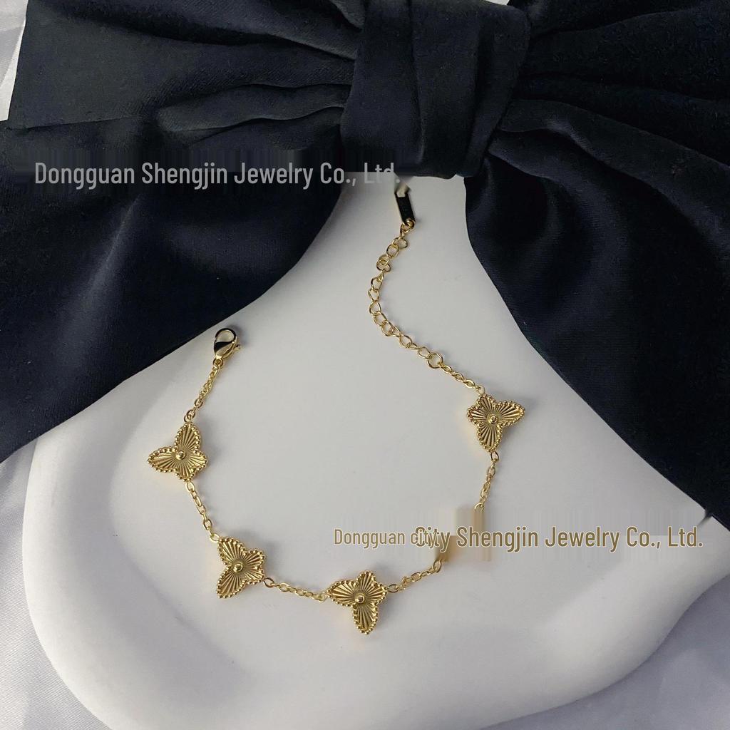 Mori-Style 18K Gold Butterfly Bracelet: Elegant Titanium Steel Jewelry for Women