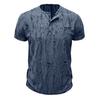Summer Men Top Short Sleeves Round Neck Ripped Holes Buttons American Style Solid Color Shirt for Streetwear Daily Travel