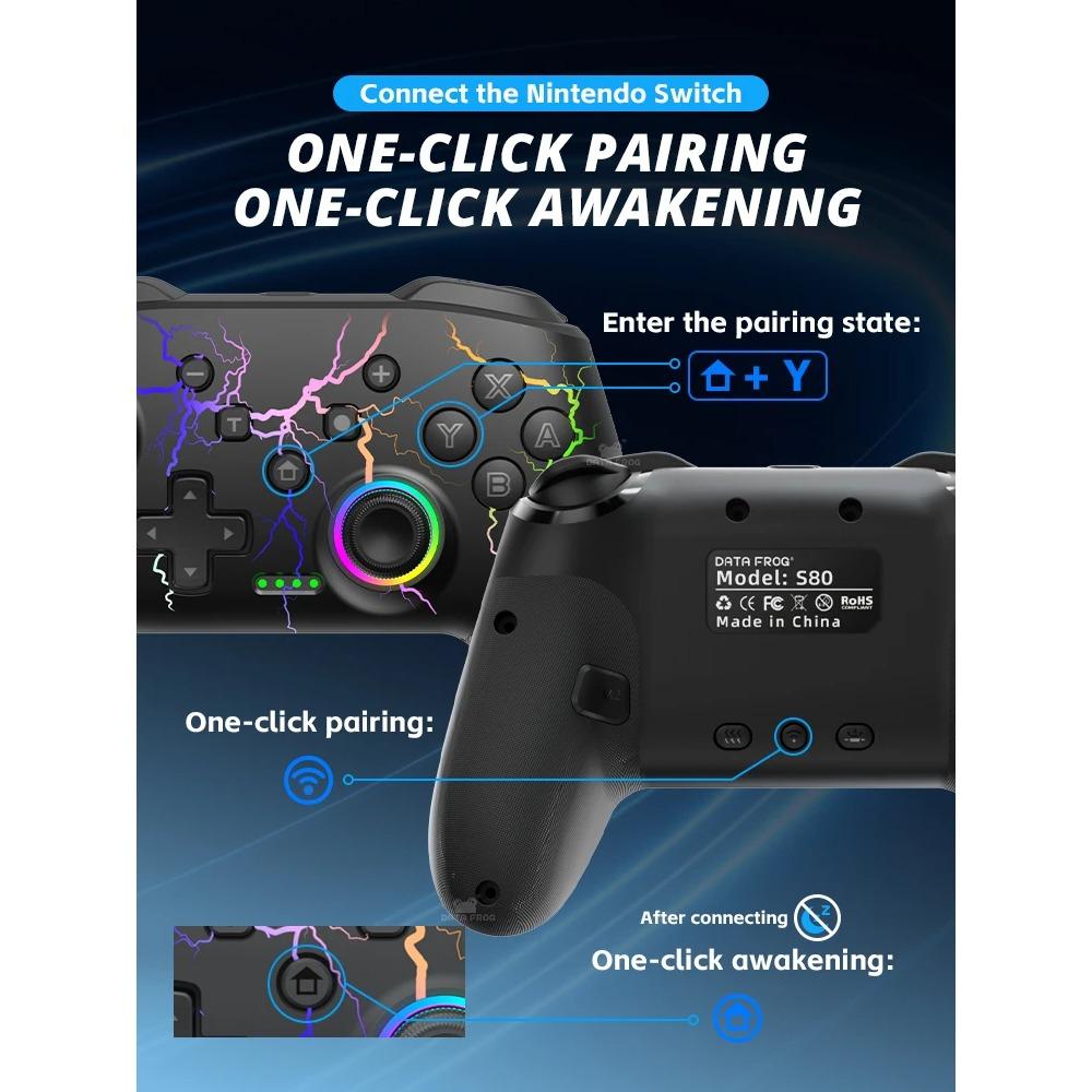 Wireless Controller for Switch OLED/Lite Console Pro Gamepad with 1000Mah Battery Programmable Turbo Function
