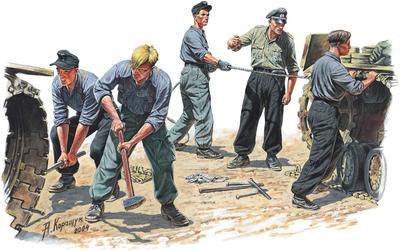 MiniArt Scale German Tank Repairmen Special Edition with Tools and Parts Plastic Model Kit MA35319 1/35 (5 Figures)