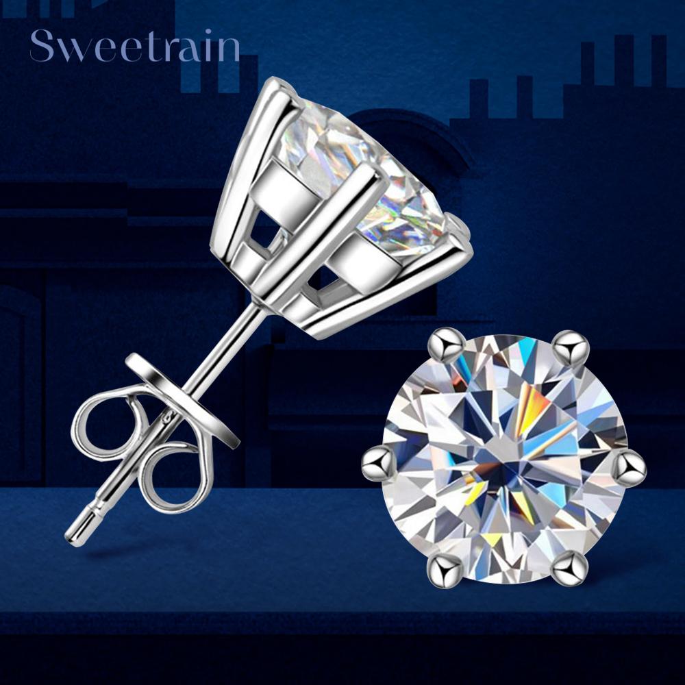 

0.5-2ct Moissanite Diamond Stud Earrings Yellow Gold Plated 925 Silver Wedding Earring for Women Men Luxury Jewelry with GRA 0.5ct and 0.5ct