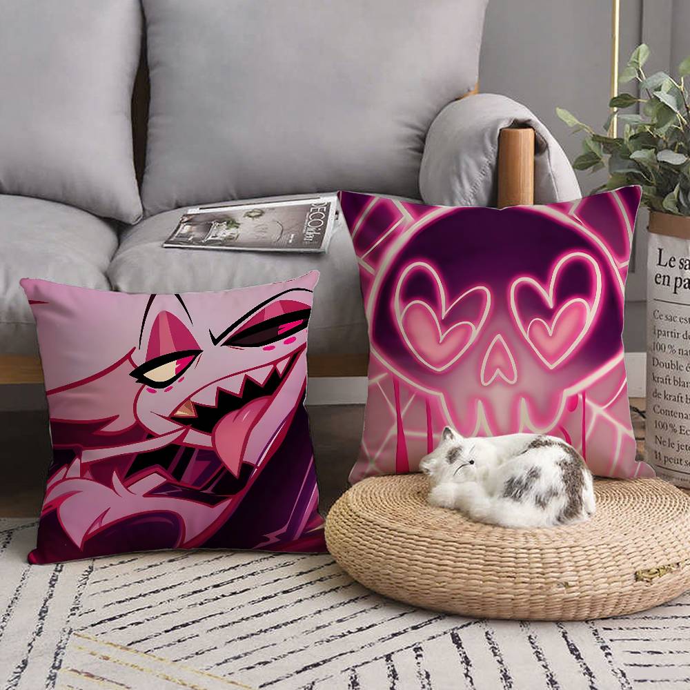 Winkelstaub H-Hazbin Hotel Anime Kissenbezug Quadratisches Kissen Schlafzimmer Sofa Freizeit Komfort Kissen Auto Heimdekoration