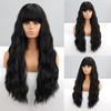 XINRAN Orange Natural Deep Wavy Wig with Bangs Synthetic Fiber Daily Wear Cosplay Natural Long Wavy Wig Ombre Grey Light Blonde