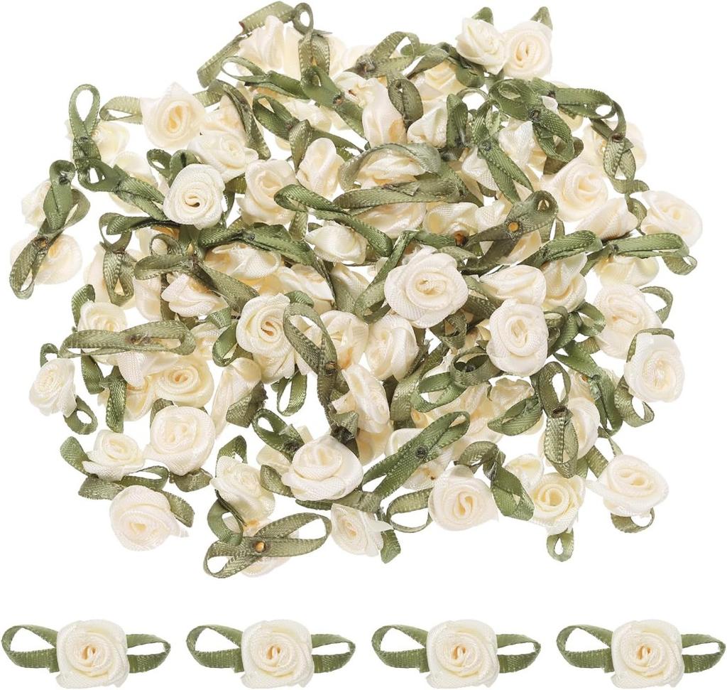 30 ks Kávové stuhové růže Mini růžičky pro tvoření Malé saténové mašličky Růže Umělé květiny.