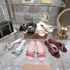 Fashion Haute Couture 2025 Summer New Leather Bow Square Heel One-Line Slippers Versatile Low-Heeled Open-Toe Sandals Beach Shoes