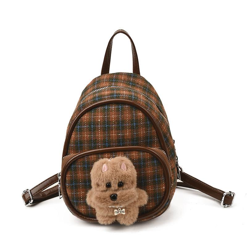 Cute Grid Pattern Womens Mini Backpack With Polyester Lining For Casual Days