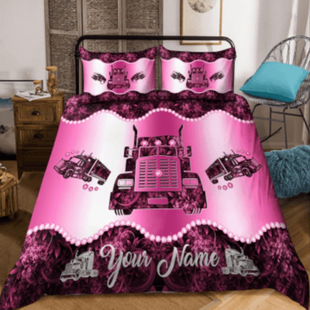 Tmarc Tee Customized Name Trucker Bedding Set Cover Bedroom Decor Pillowcase
