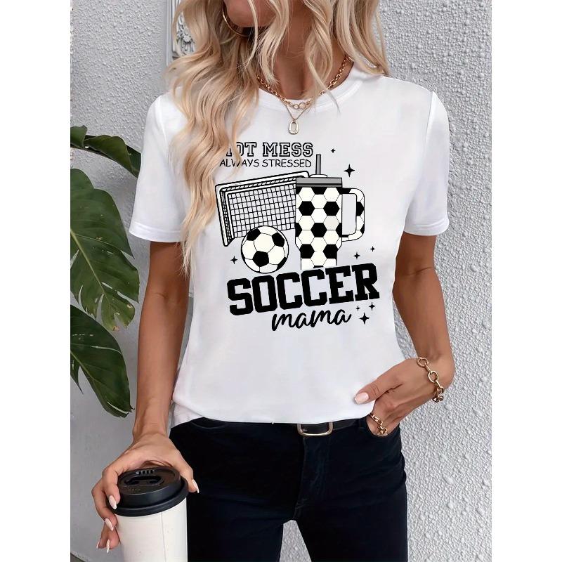 Graphic Print T-shirt, Short Sleeve Crew Neck Casual Top for Summer & Spring, Women's Clothing