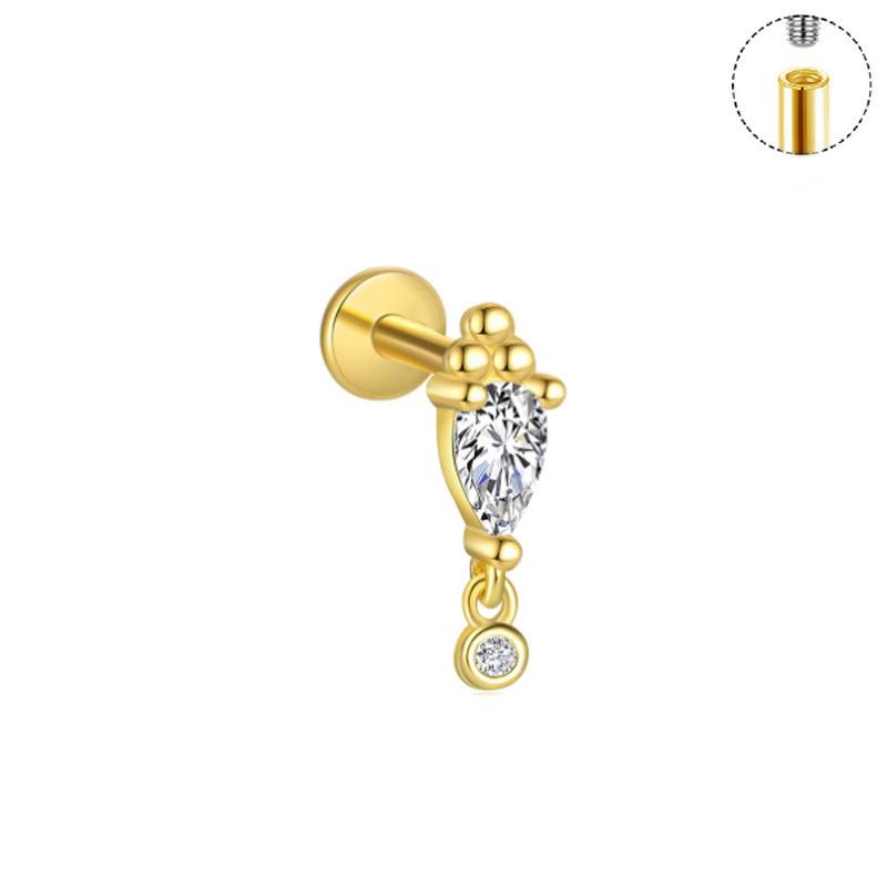 Titanium Five Marquise Climber Earring Flat Back Leaf Helix Cartilage Labret Stud Piercing Jewelry