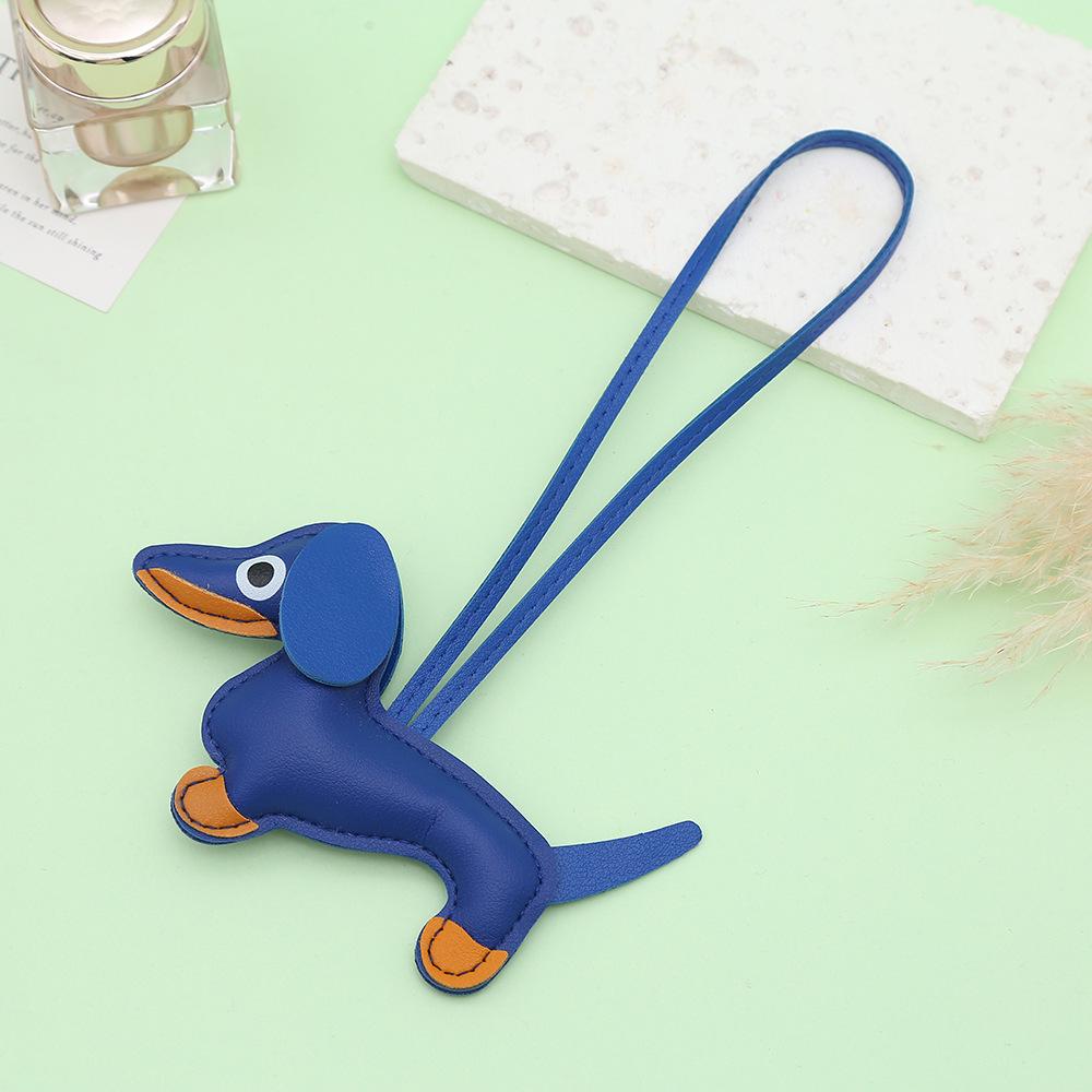 Mini Dachshund Leather Pendant - Cute Cartoon Backpack Charm, Keychain, Car Ornament, Lanyard