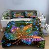 Rainbow Leaf Bedding Set, Magical Colorful Maple Leaf with Dewdrops Print Duvet Cover + 2 Pillowcases, Enchanted Nature Decor