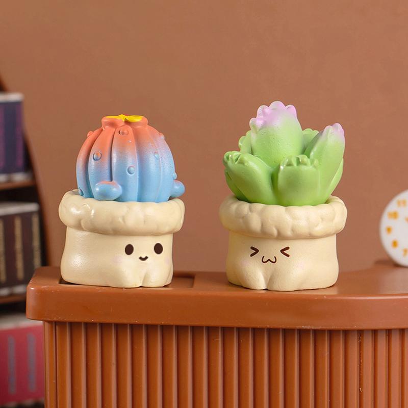 Creative Cute Simulation Cactus Plant Decoration Succulent Potted Ornament Crafts Desktop Trinkets Home Landscape Accessories