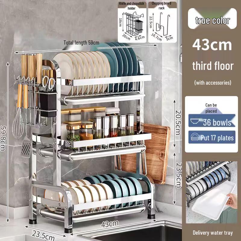 Kitchen Countertop 3-Tier Dish Drying Rack