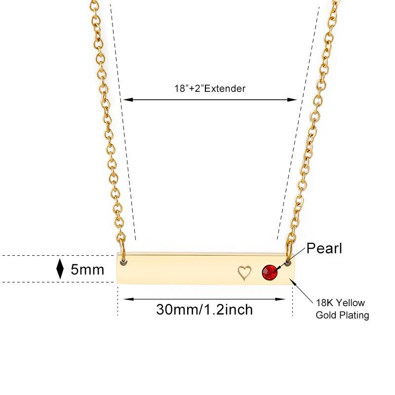Doğum Taşı Kakmalı Çubuk Kolye Köprücük Kemiği Zinciri ile - Japonya ve Kore'den Kişiselleştirilmiş Takı.